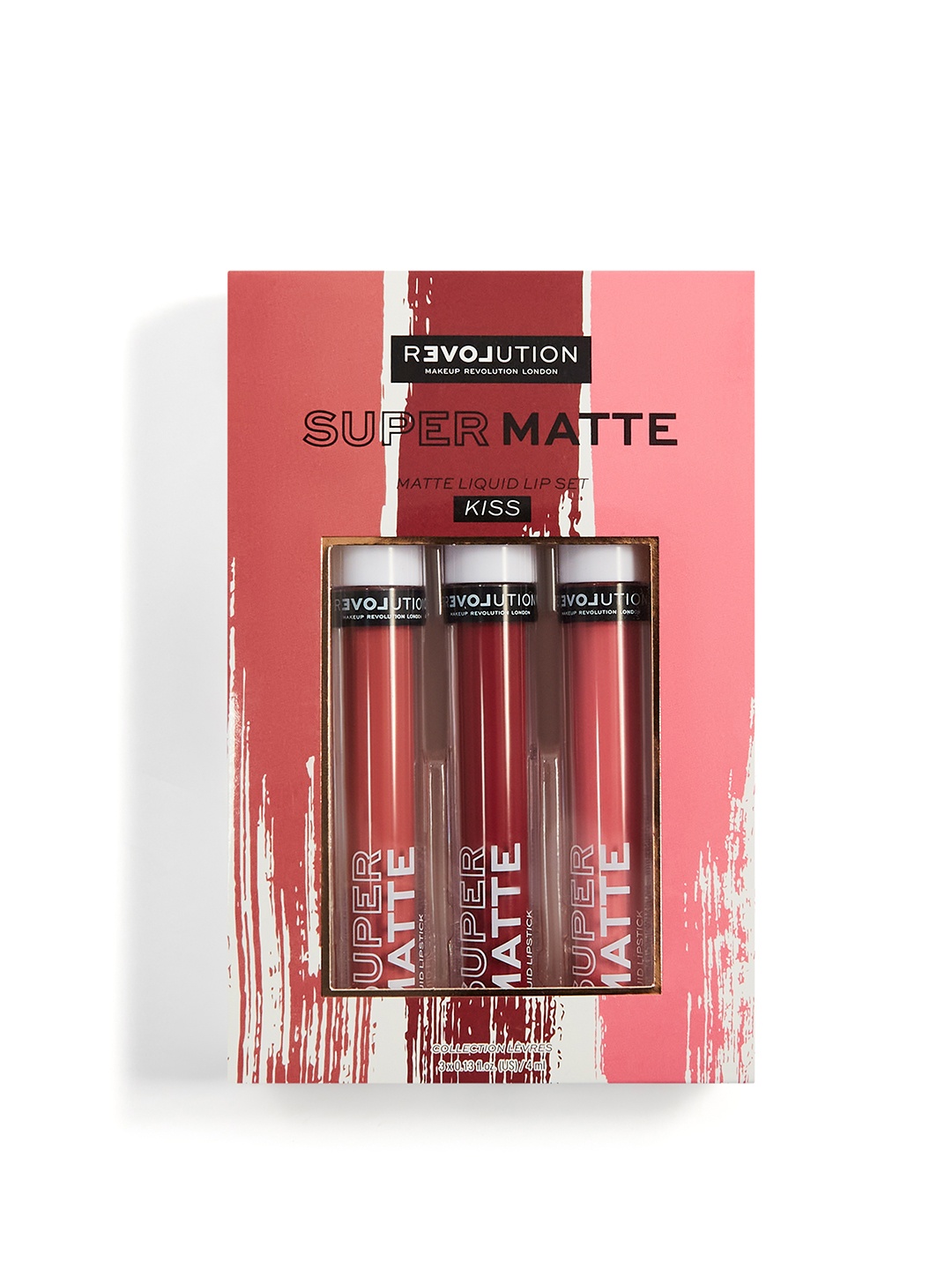 

Makeup Revolution London Set of 3 Relove Supermatte Liquid Lipstick - Kiss, Pink