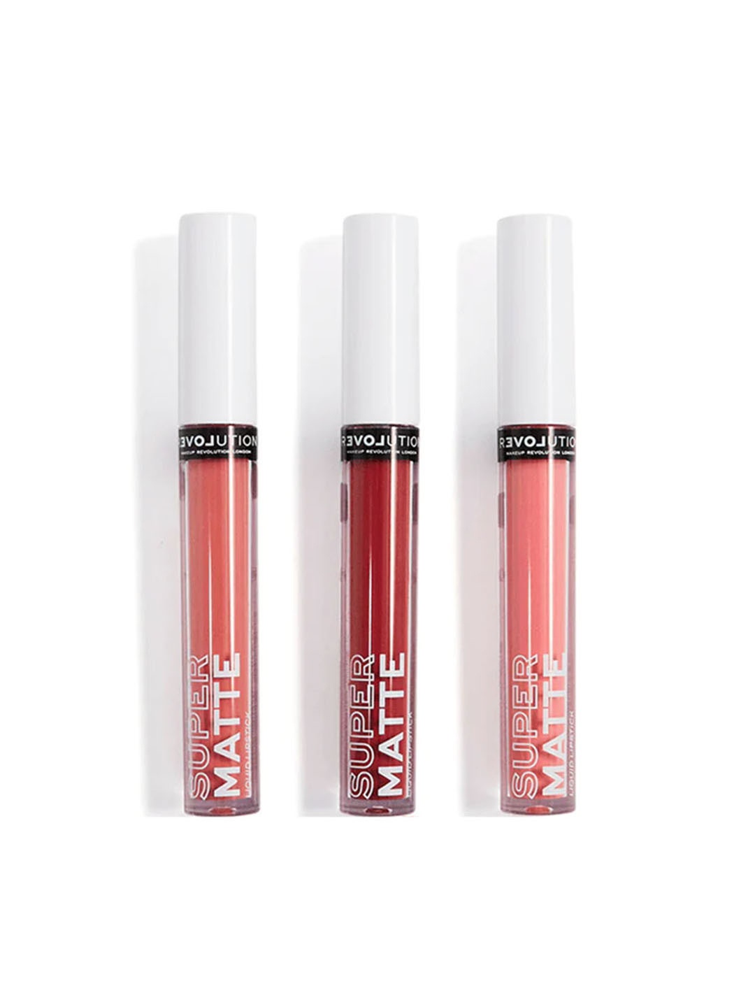 

Makeup Revolution London Set of 3 Relove Supermatte Liquid Lipstick 4 ml Each -Blush, Nude