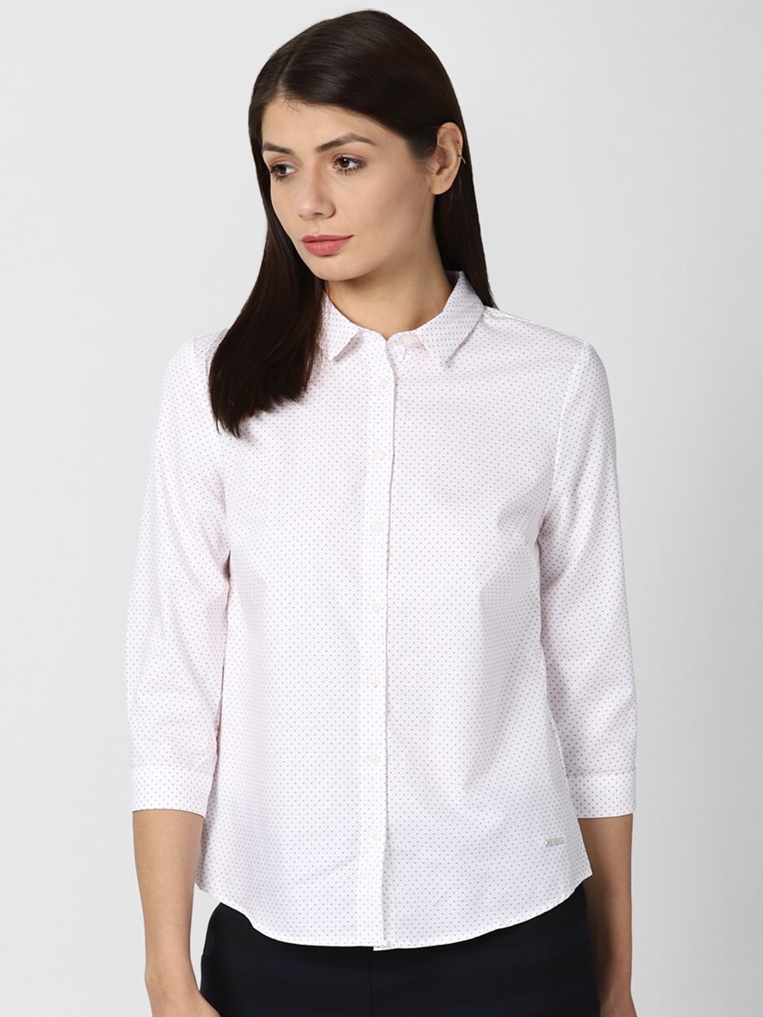 

Van Heusen Woman Women White Regular Fit Printed Cotton Casual Shirt