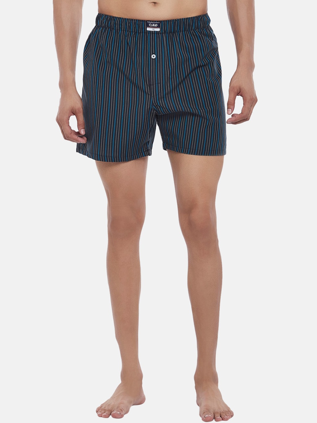 

Ajile by Pantaloons Men Navy Blue & Grey Striped Pure Cotton Boxers