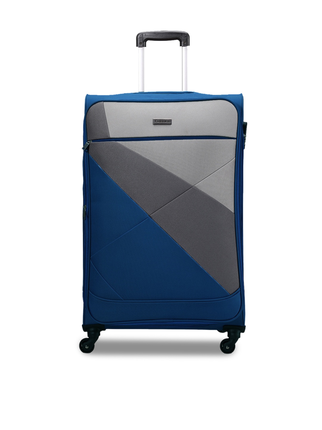

CARRIALL Blue & Grey Colourblocked Large Trolley Suitcase