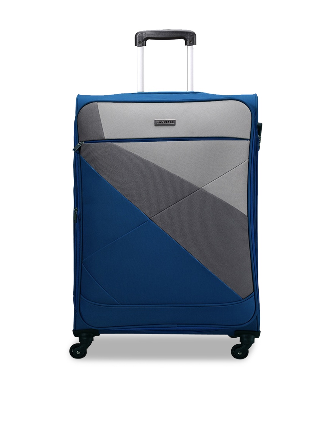 

CARRIALL Navy Blue Solid Soft-Sided Cabin Trolley Suitcase