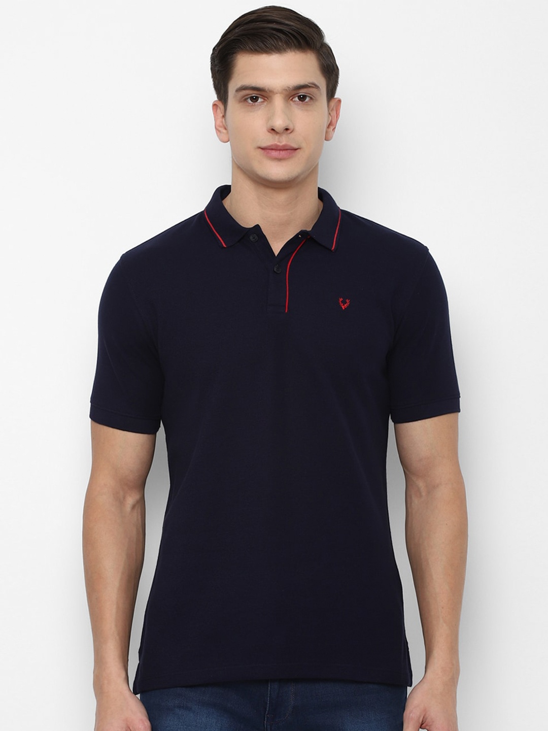 

Allen Solly Men Navy Blue Polo Collar Cotton T-shirt