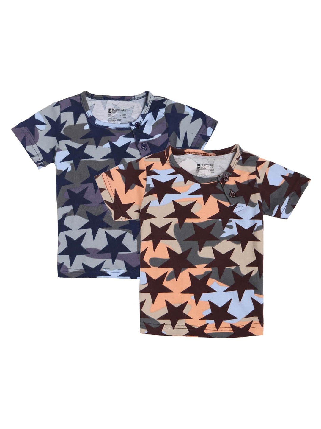 

Bodycare Kids Boys Pack Of 2 Navy Blue & Brown Printed T-shirt