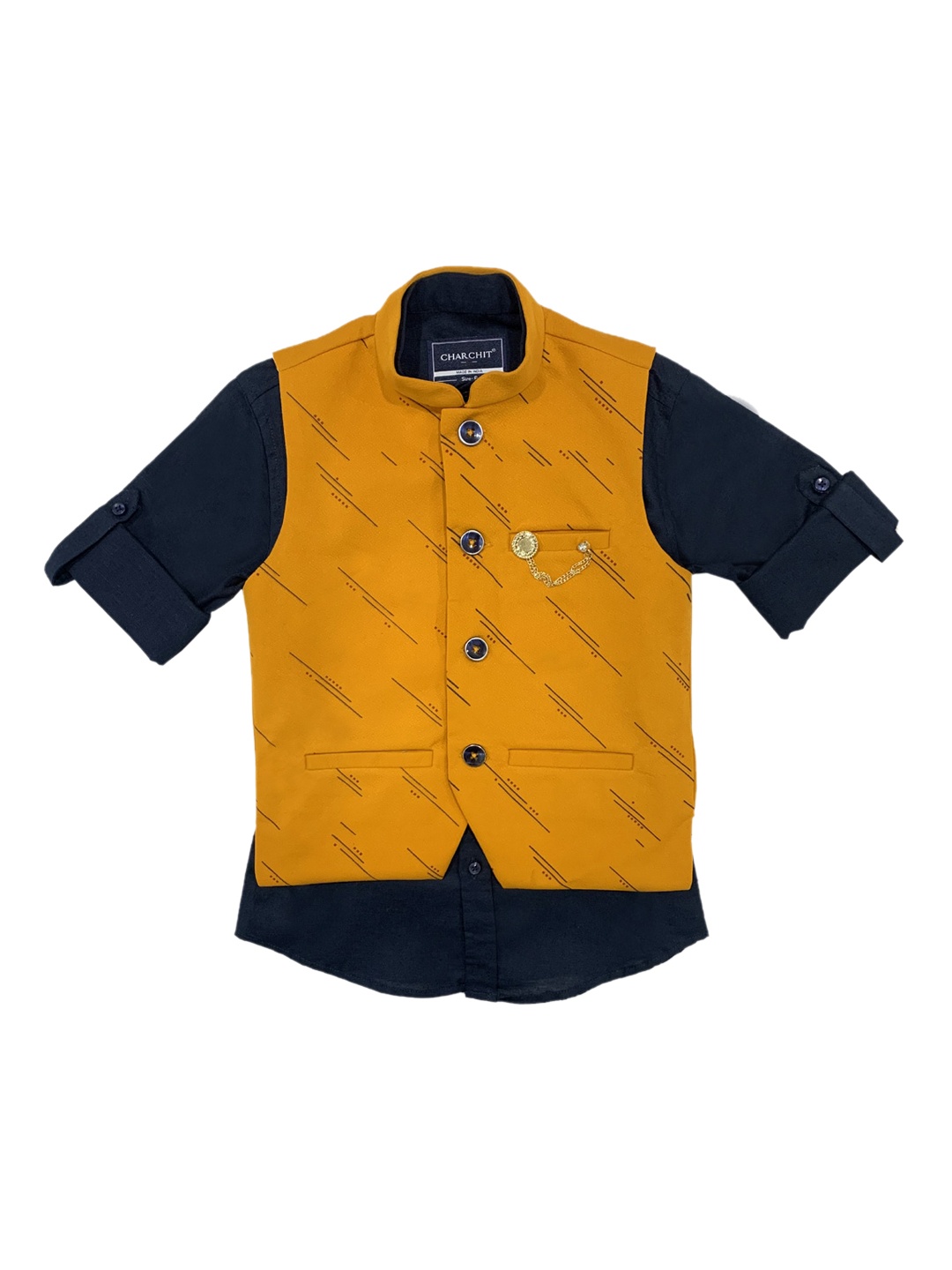 

CHARCHIT Boys Gold Printed Jacket