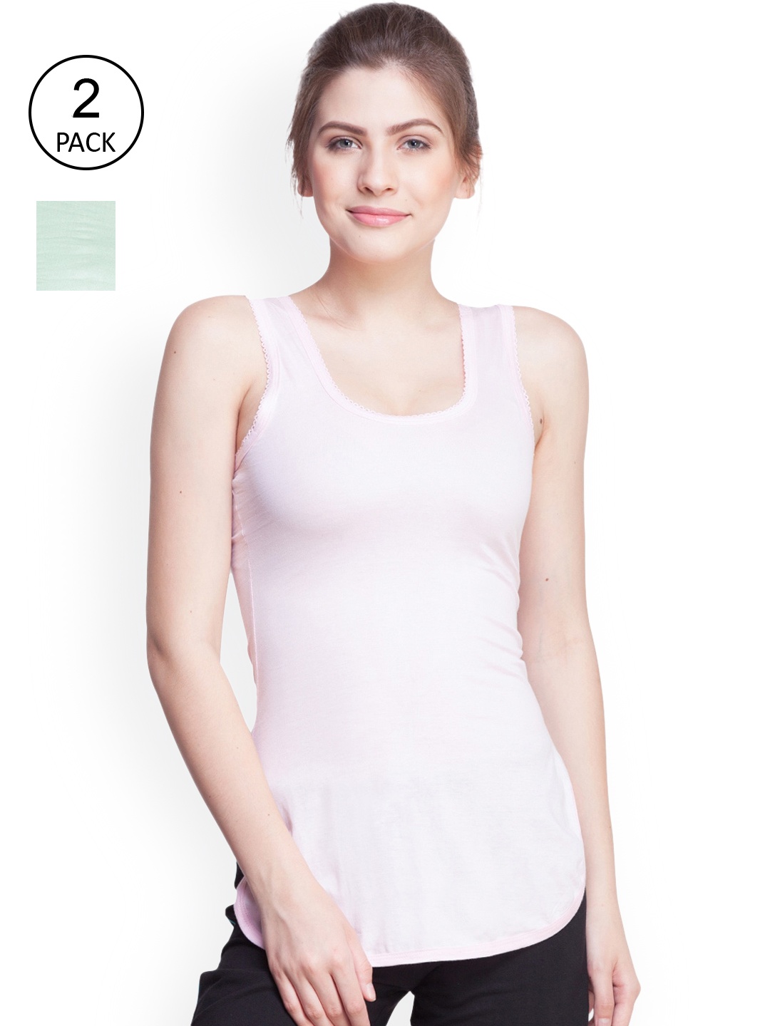 

Dollar Missy Pack of 2 Combed Cotton Camisole MMBB-341-R3-LP-LG-PO2, Pink