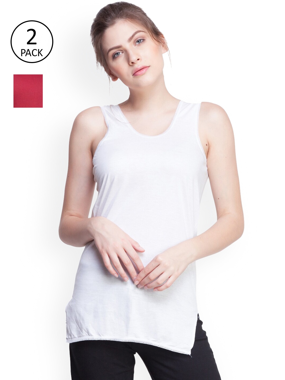

Dollar Missy Pack of 2 Women Combed Cotton Camisole, White
