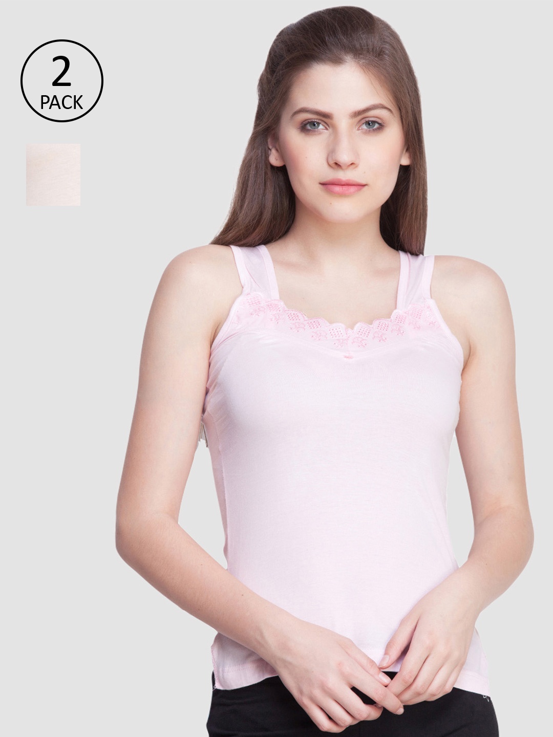 

Dollar Missy Pack of 2 Combed Cotton Camisole MMBB-371-R3-LO-LP-PO2, Pink