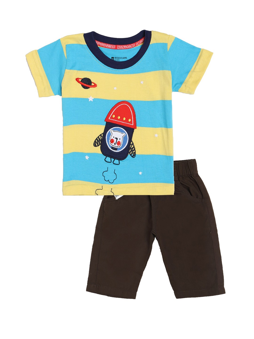 

Bodycare Kids Boys Yellow & Blue Colourblocked T-shirt with Shorts Co-Ordinate Set