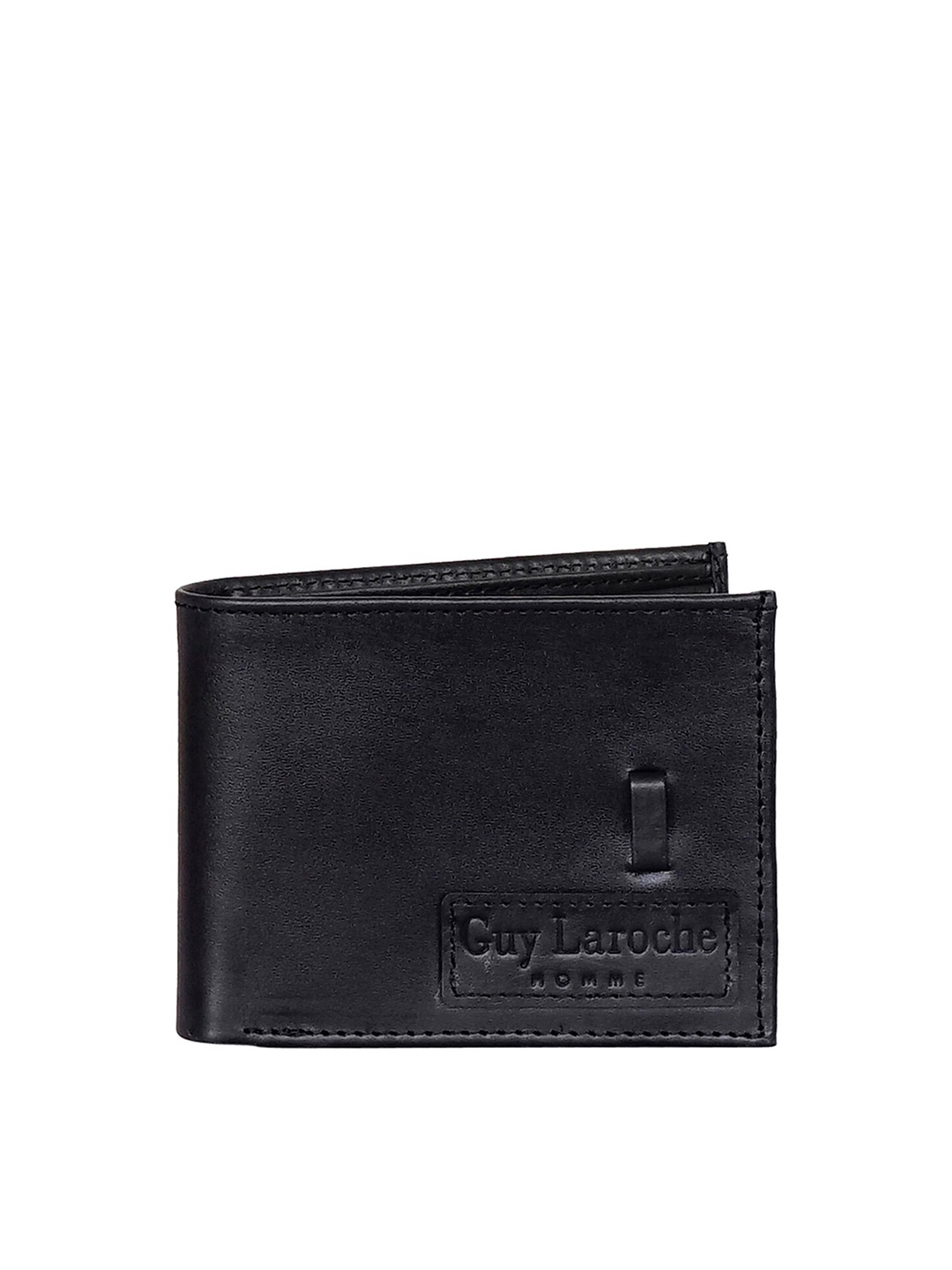 

Justanned Men Black Leather Two Fold Wallet