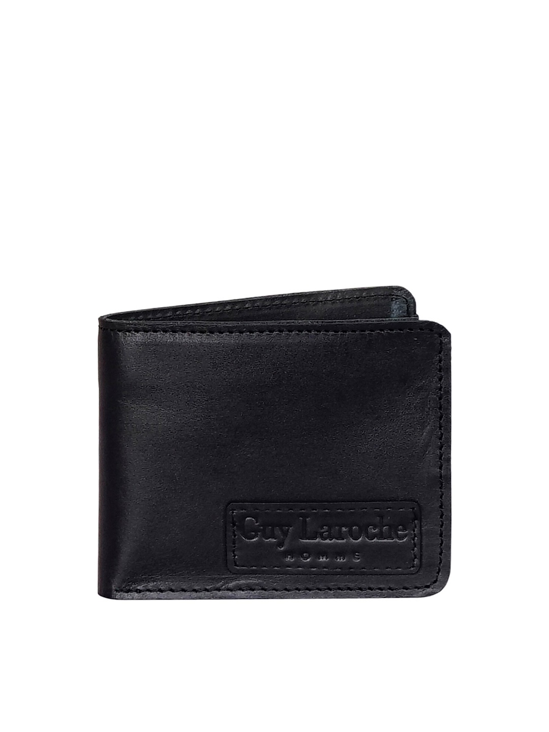 

Justanned Men Black Leather Two Fold Wallet