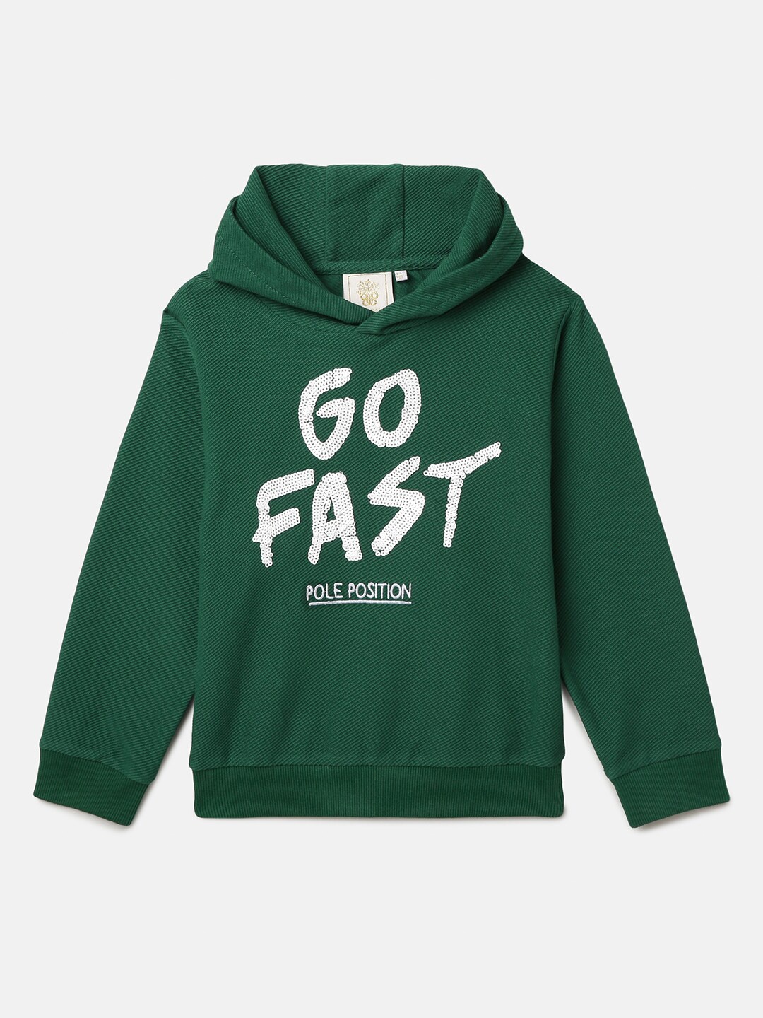 

BYB PREMIUM Boys Green Printed Hooded Cotton Sweatshirt