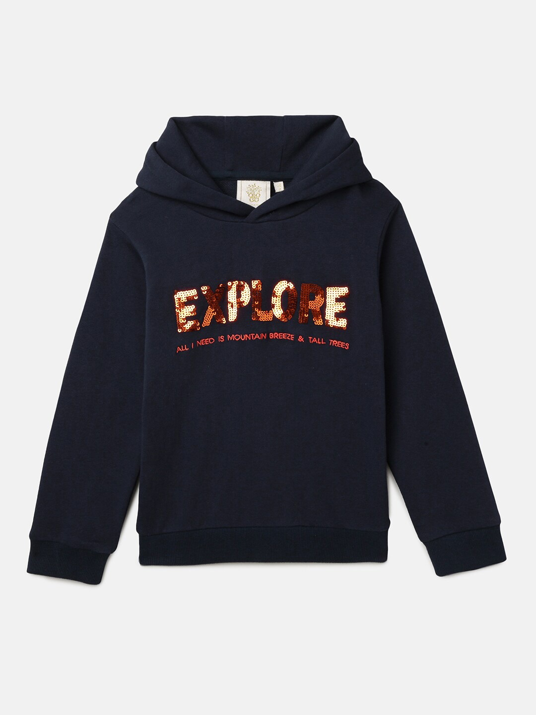 

BYB PREMIUM Boys Navy Blue Embellished Hooded Sweatshirt