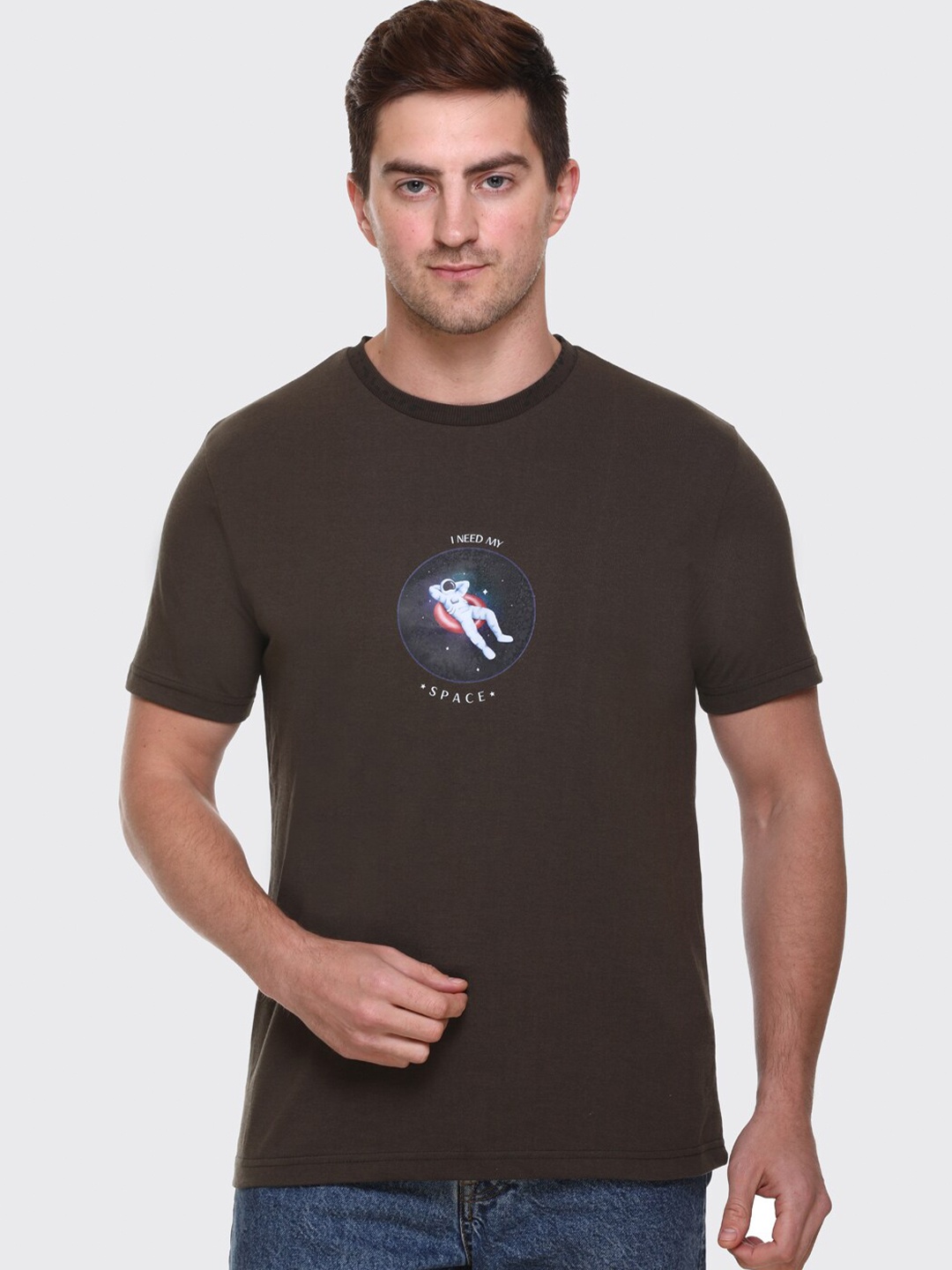 

Obaan Men Olive Green Printed Cotton T-shirt