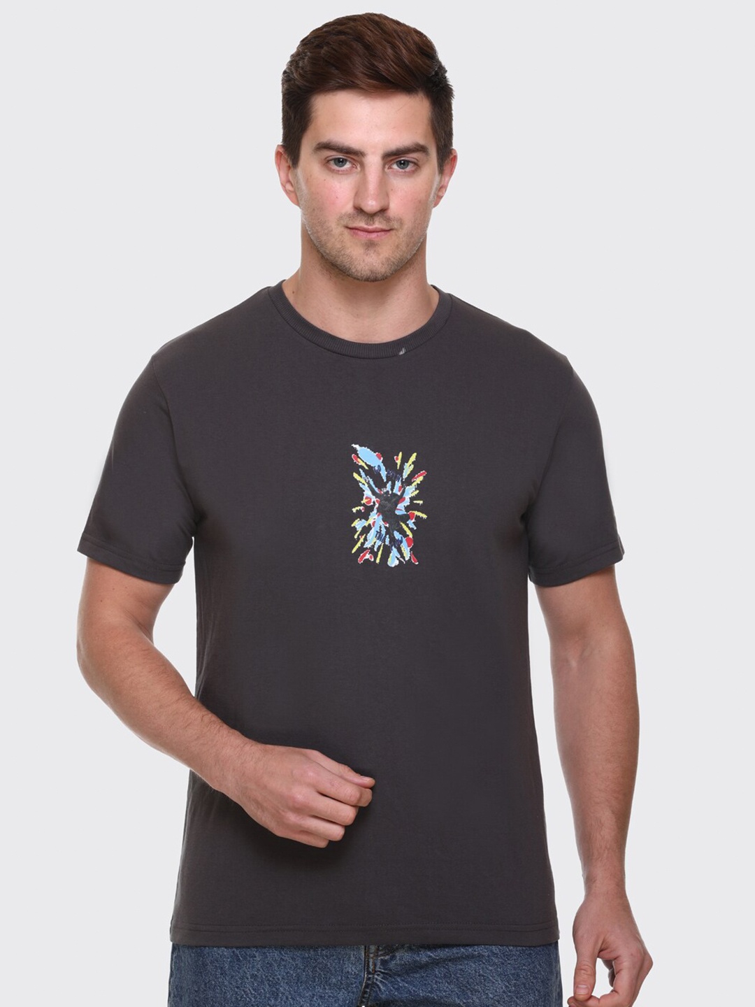 

Obaan Men Grey Printed T-shirt