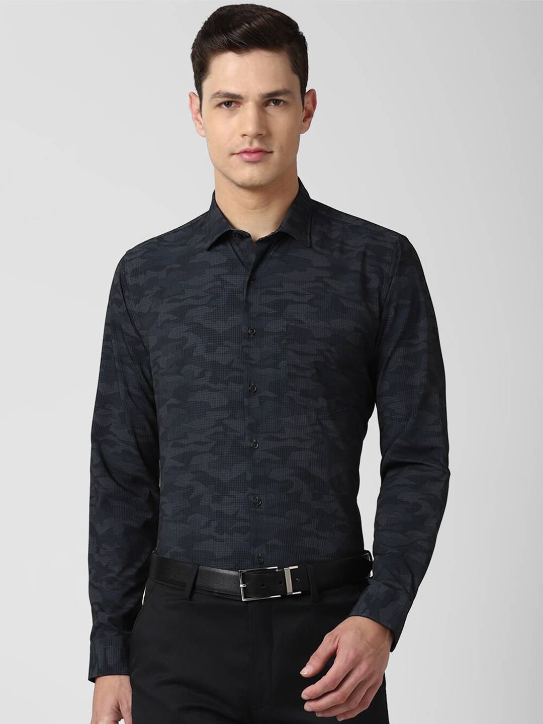 

Van Heusen Men Navy Blue Slim Fit Printed Casual Shirt