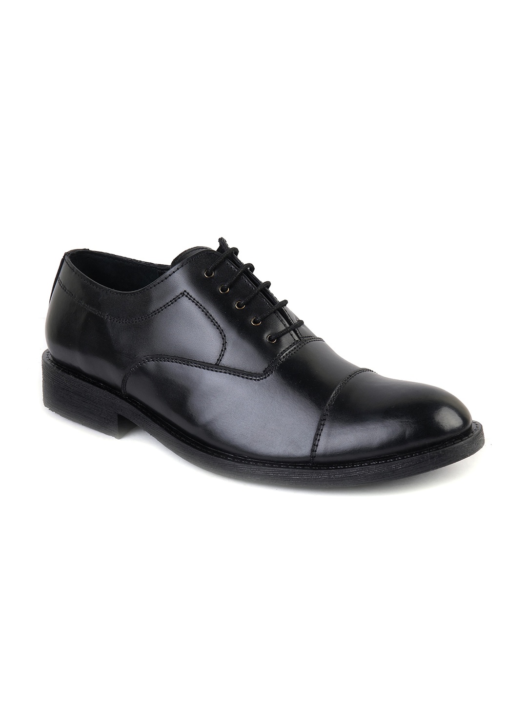 

XHUGOY Men Black Solid Leather Formal Oxfords