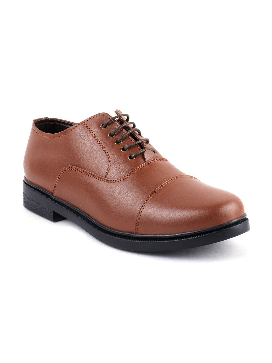 

XHUGOY Men Tan Brown Leather Formal Oxfords