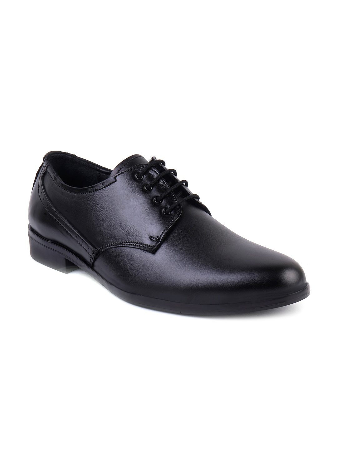 

XHUGOY Men Black Solid Leather Derbys