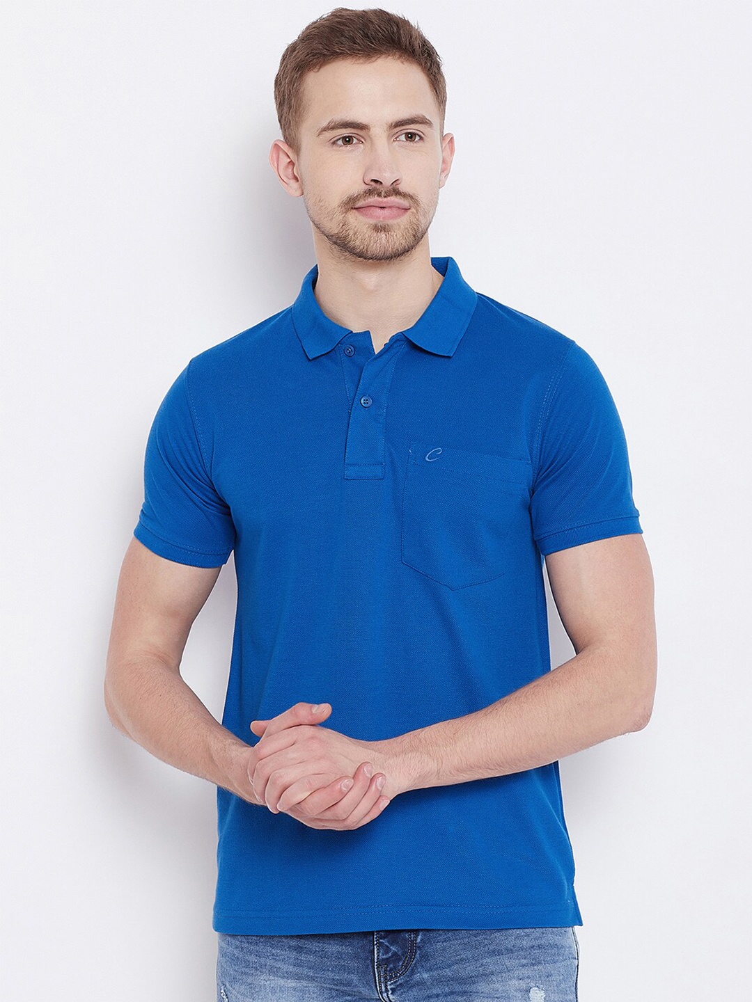 

Camey Men Blue Polo Collar T-shirt