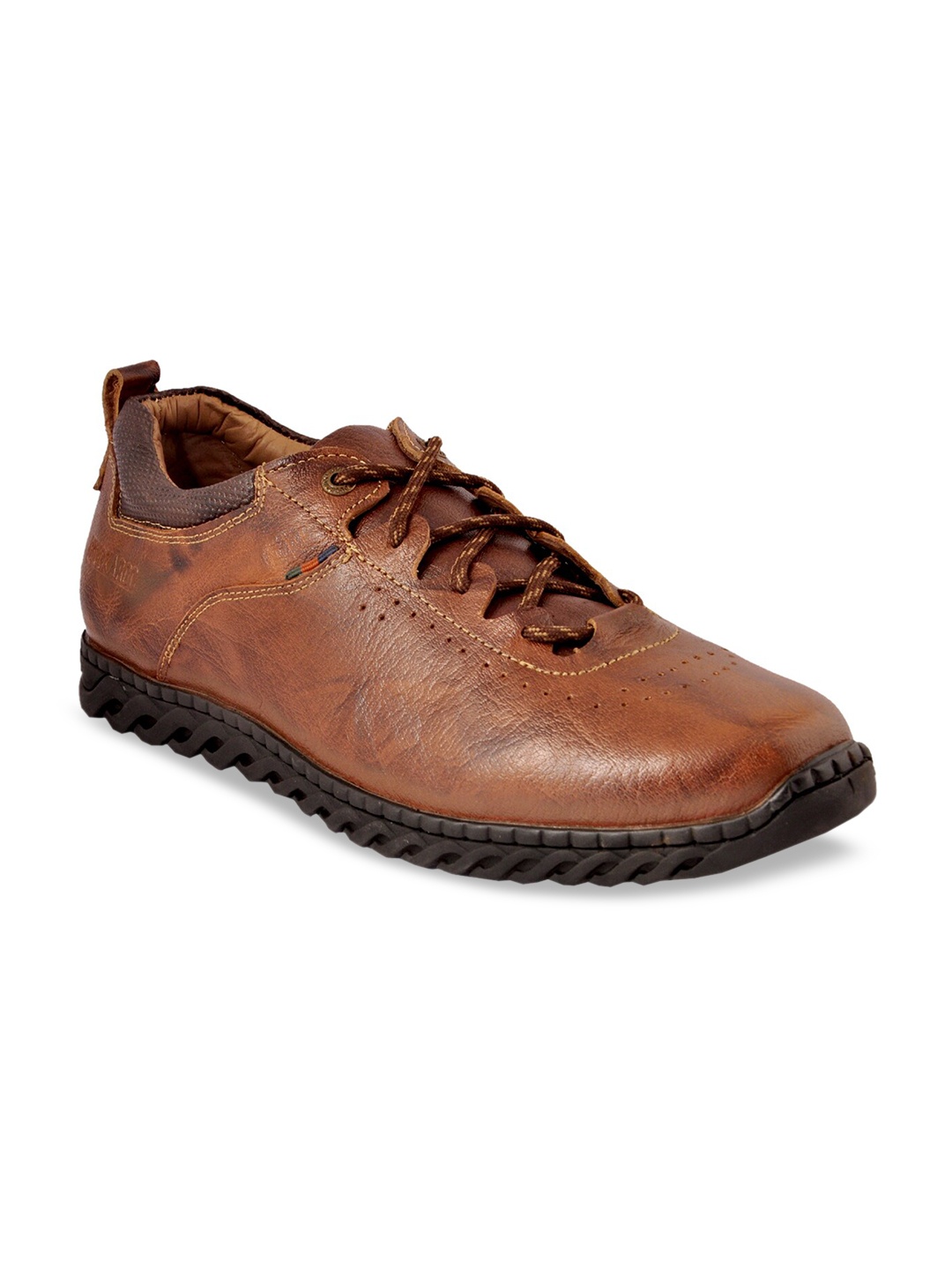 

Buckaroo Men Tan Brown Perforated Leather Sneakers