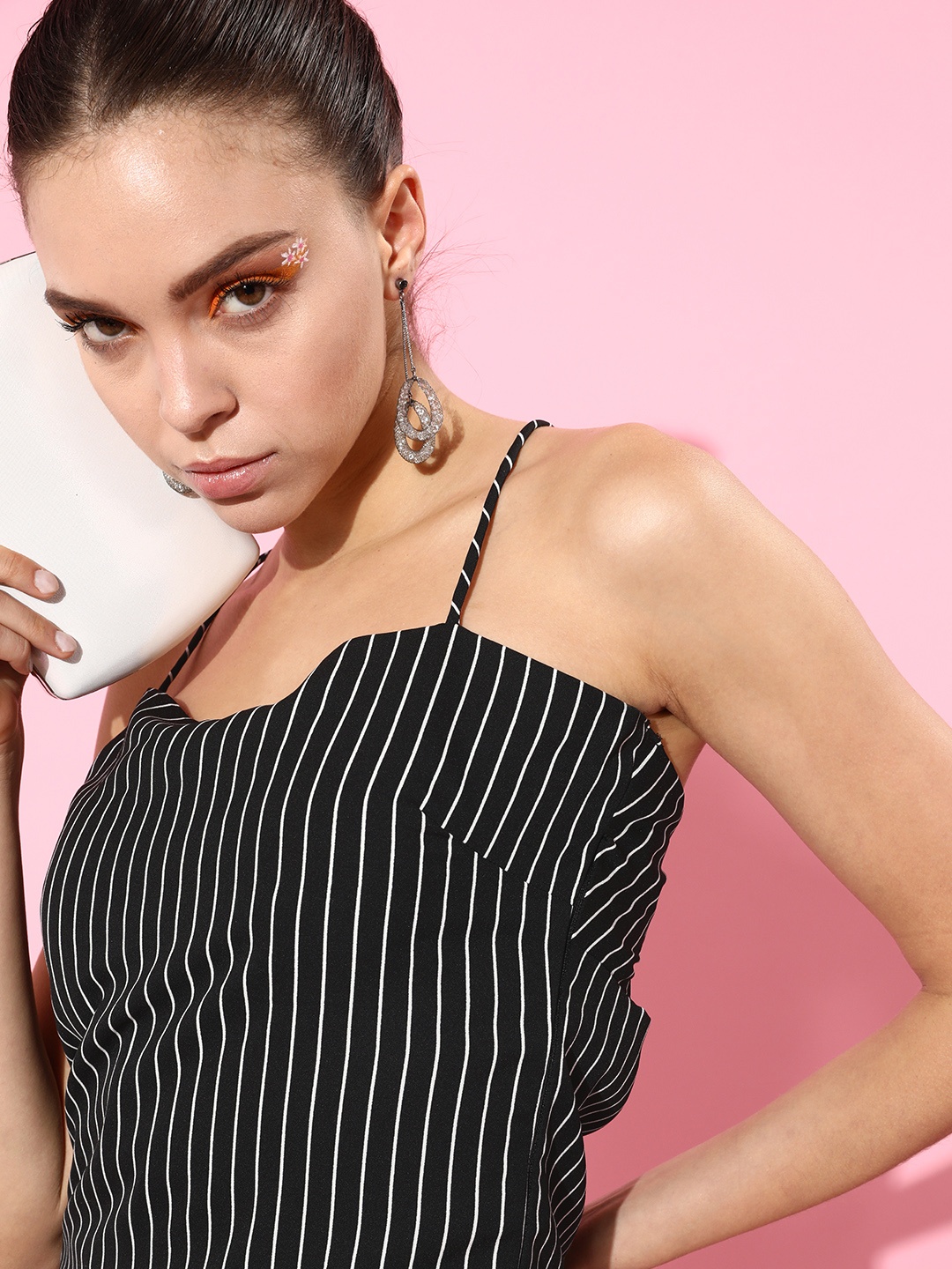 

MAGRE Women Stylish Black Vertical Stripes Noughties Spaghetti Top
