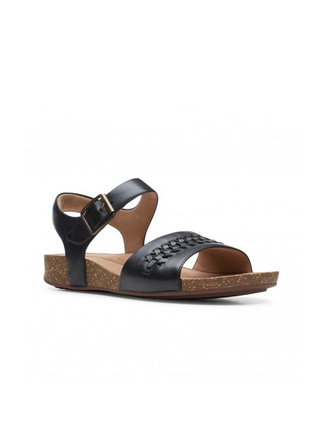 

Clarks Women Black Leather Open Toe Flats