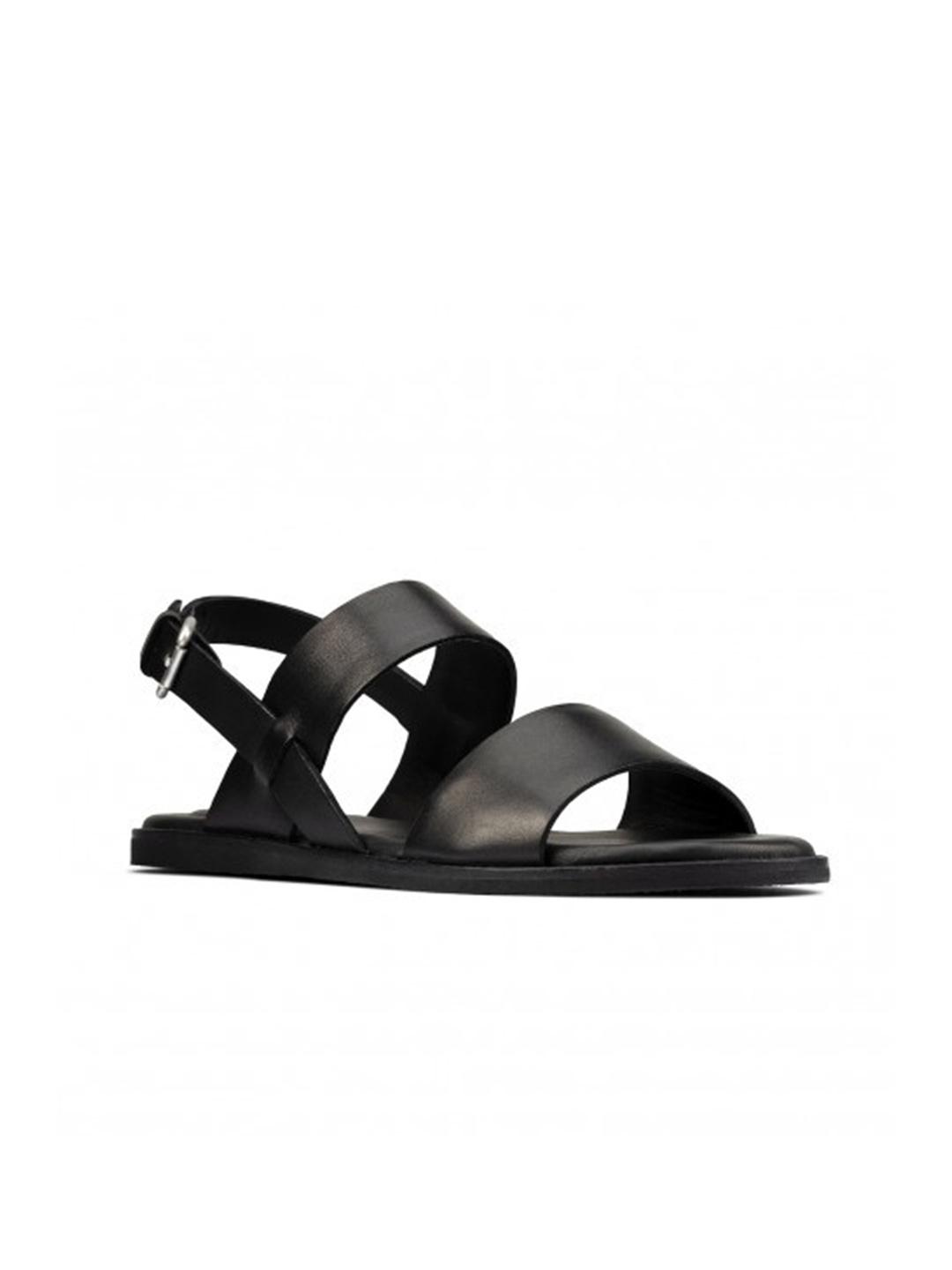 

Clarks Women Black Open Toe Strap Leather Flats