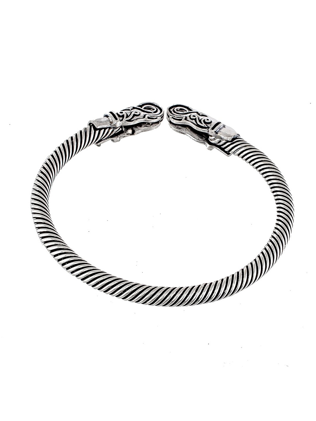 

Silvermerc Designs Women Silver-Plated Brass Oxidised Kada Bracelet