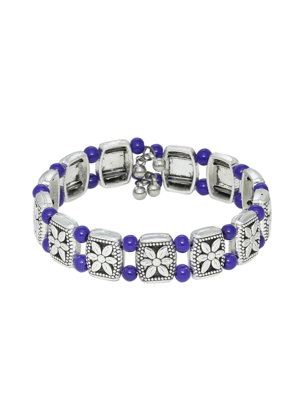 

Silvermerc Designs Women Silver-Toned & Blue Brass Handcrafted Silver-Plated Bracelet