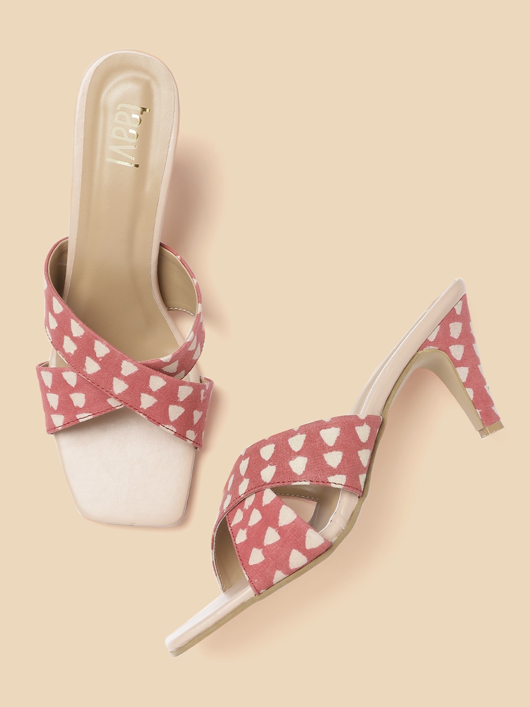 

Taavi Pink & Beige Printed Slim Heels