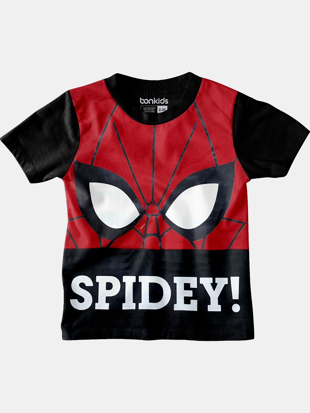 

BONKIDS Boys Red & Black Spider-Man Printed Cotton T-shirt