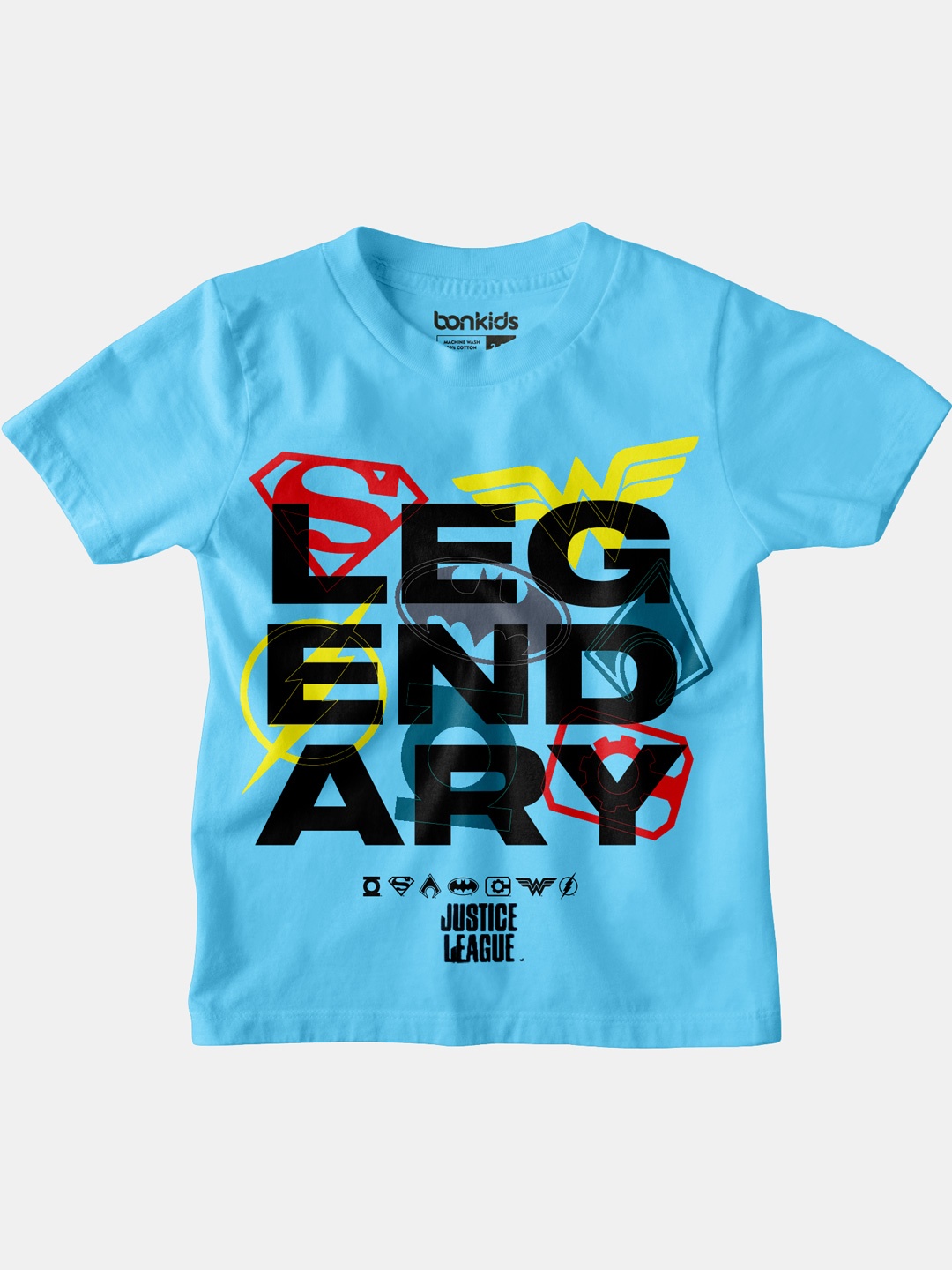 

BONKIDS Boys Turquoise Blue Graphic Printed Regular Fit T-shirt