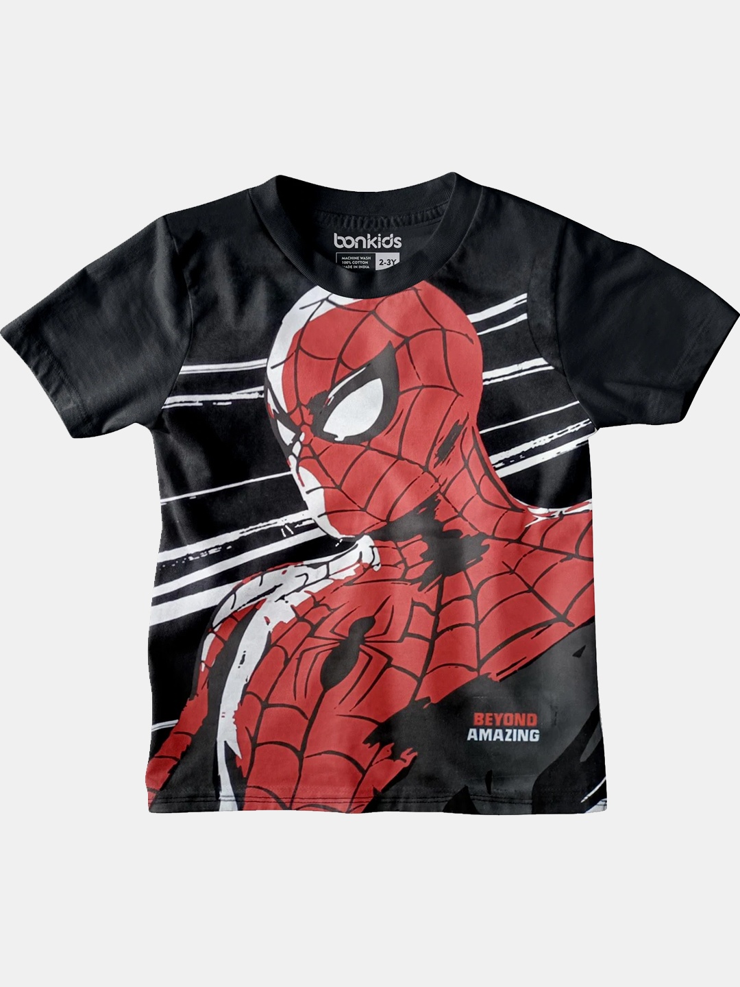 

BONKIDS Boys Black & Red Spider-Man Printed T-shirt