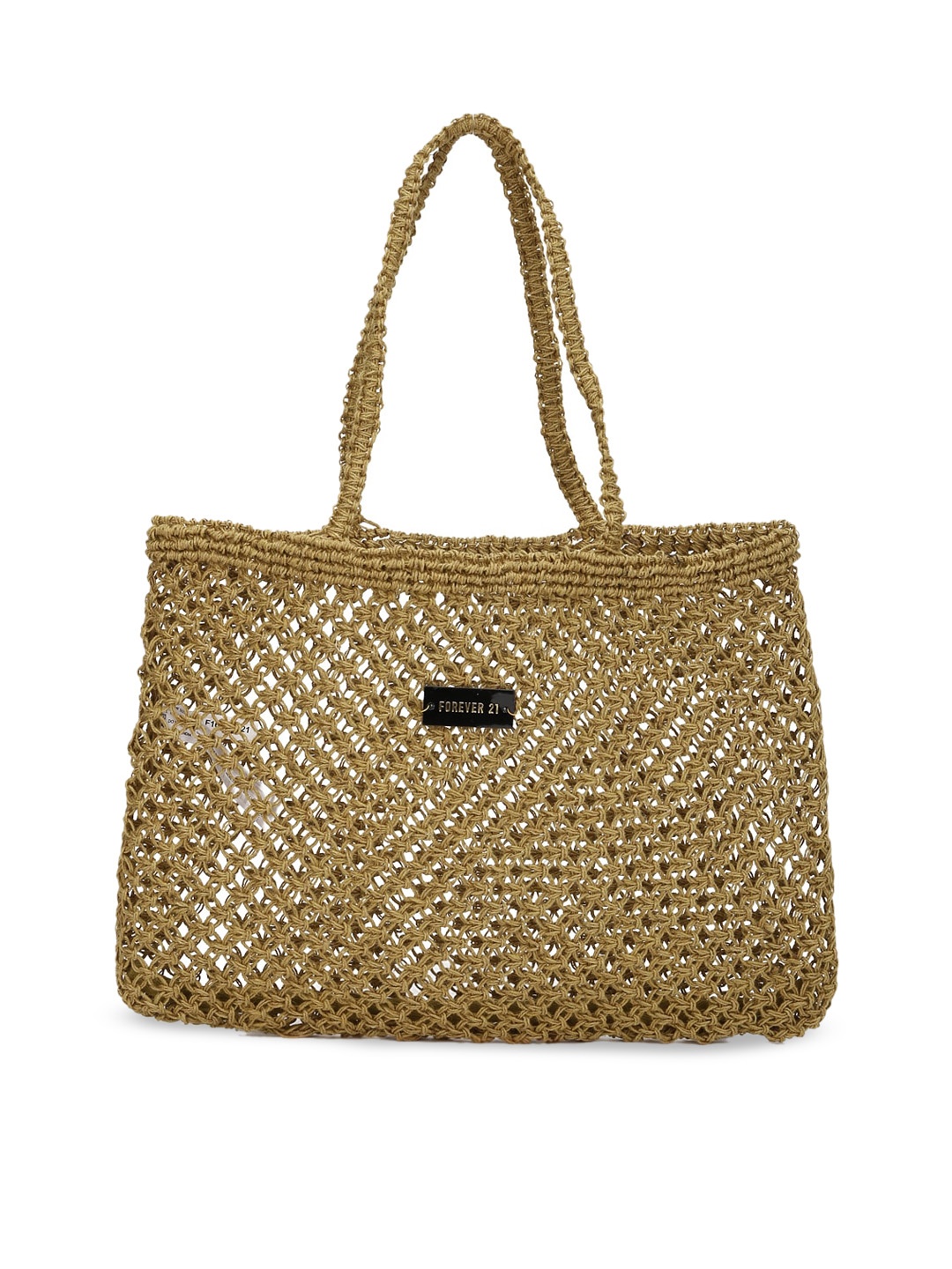 

FOREVER 21 Brown Woven Design Shopper Pure Jute Handheld Bag