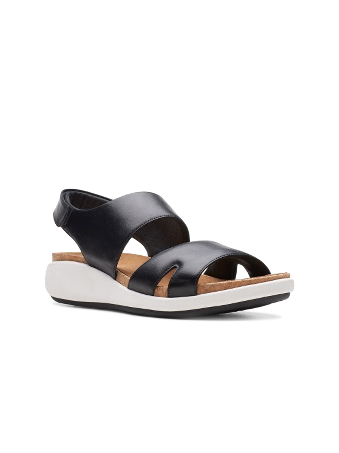 

Clarks Black Leather Work Wedge Sandals