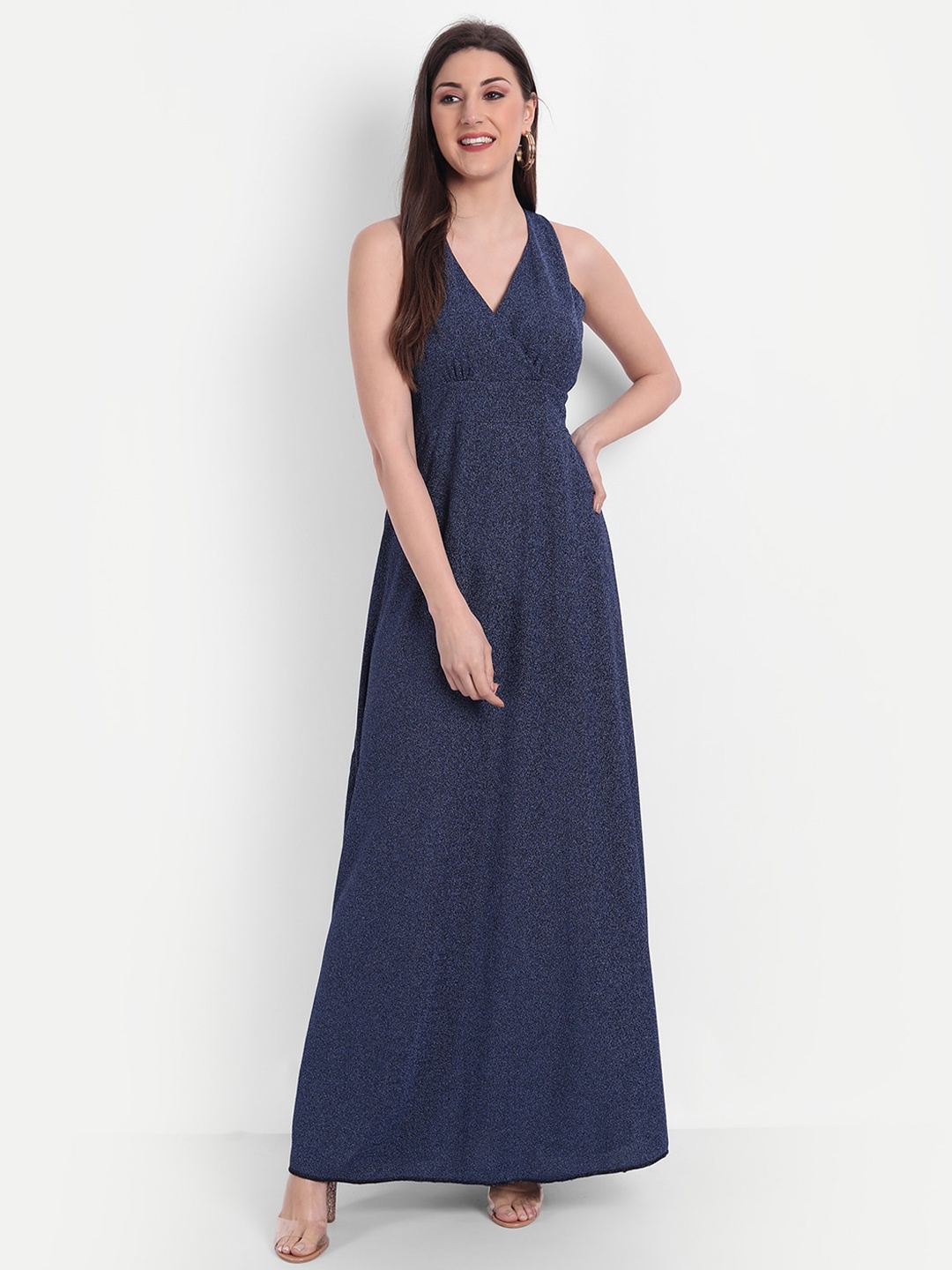 

BROADSTAR Navy Blue Shimmer Maxi Dress