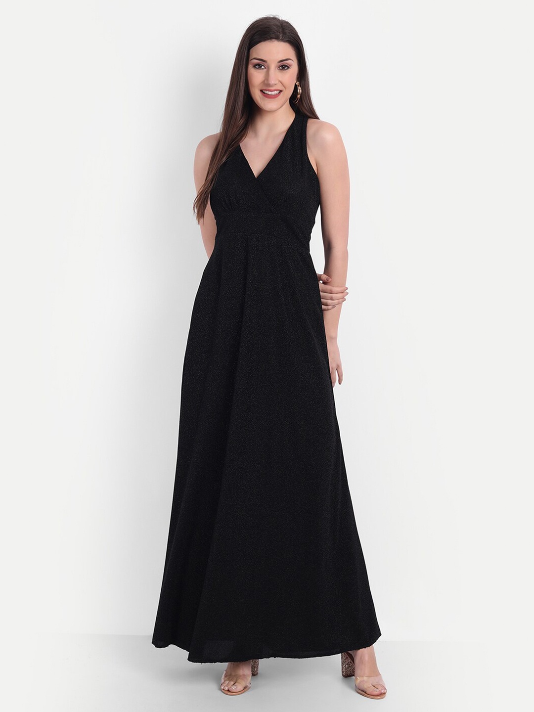 

BROADSTAR Black Shimmer Maxi Dress