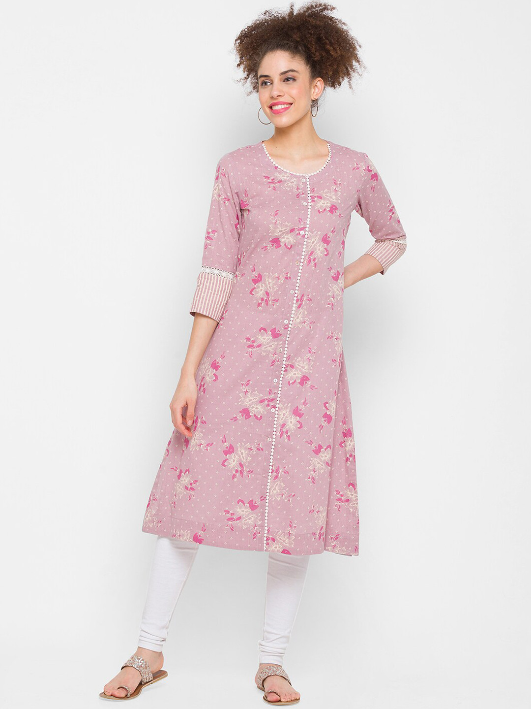 

Globus Women Purple Floral Printed Kurta
