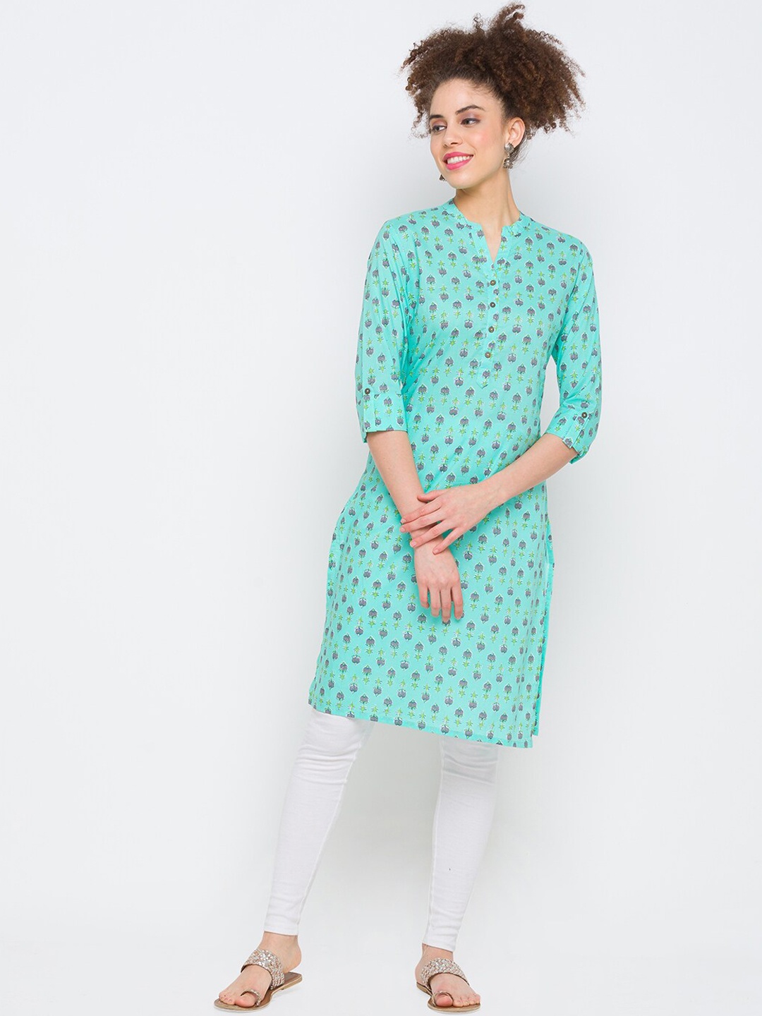 

Globus Women Blue Geometric Kurta