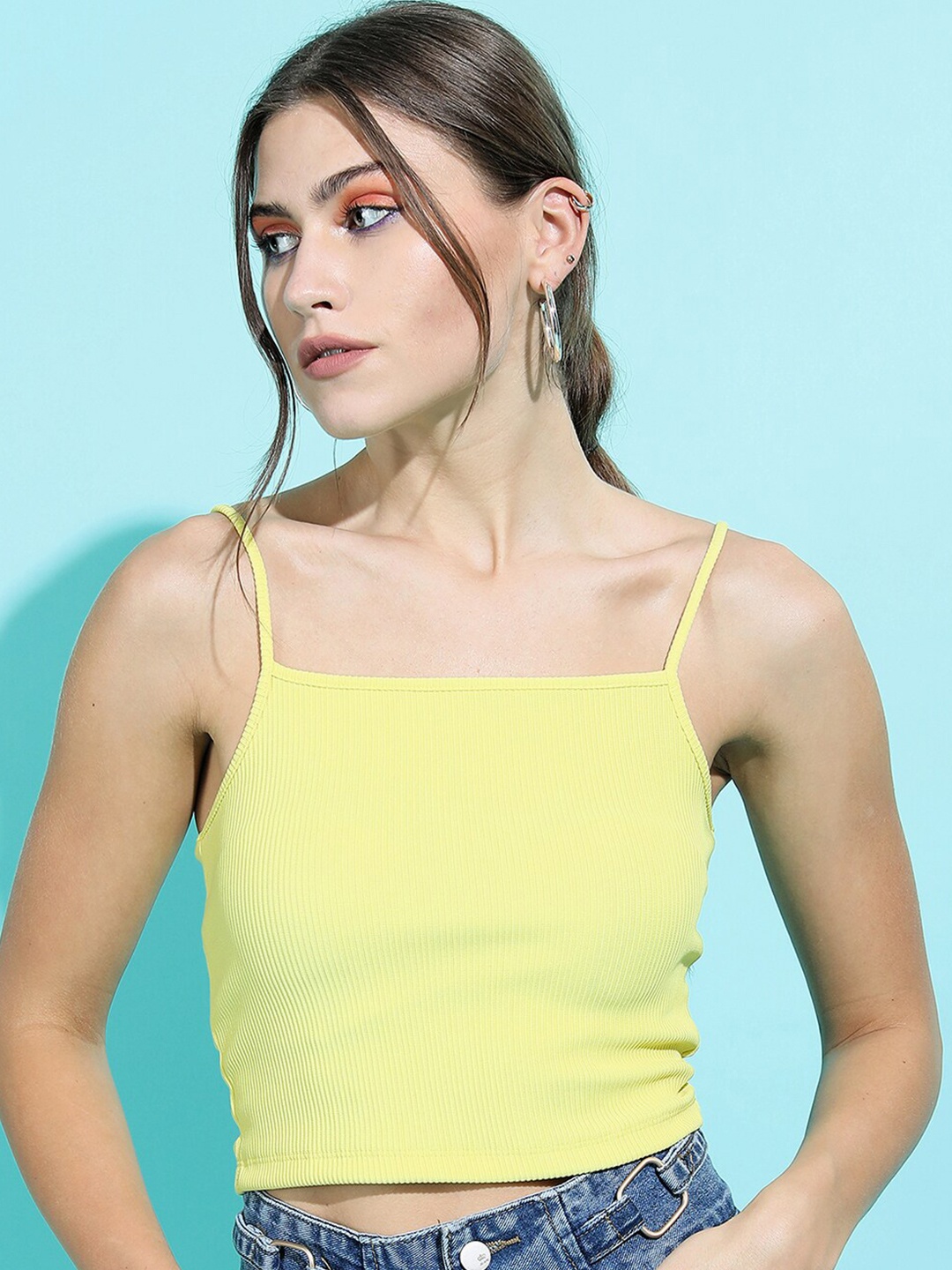 

Tokyo Talkies Women Bright Yellow Solid Top