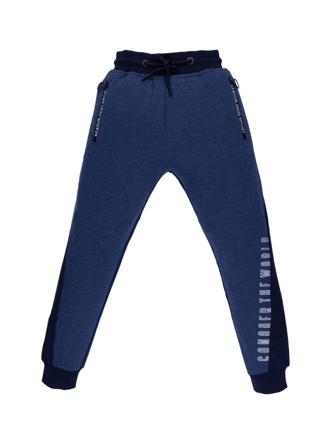 

Status Quo Boys Navy Blue & Black Printed Regular Fit Joggers