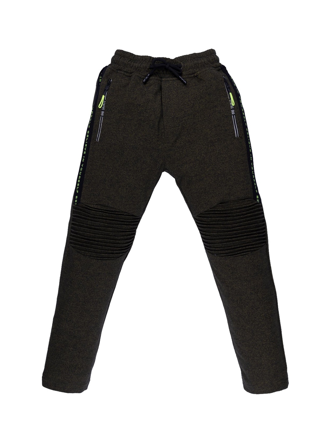 

Status Quo Boys Olive-Green Solid Regular Fit Cotton Track Pants