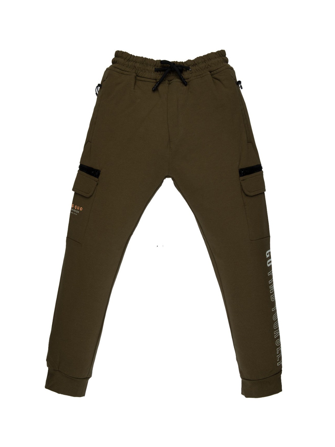 

Status Quo Boys Olive-Green Solid Regular Fit Cotton Joggers