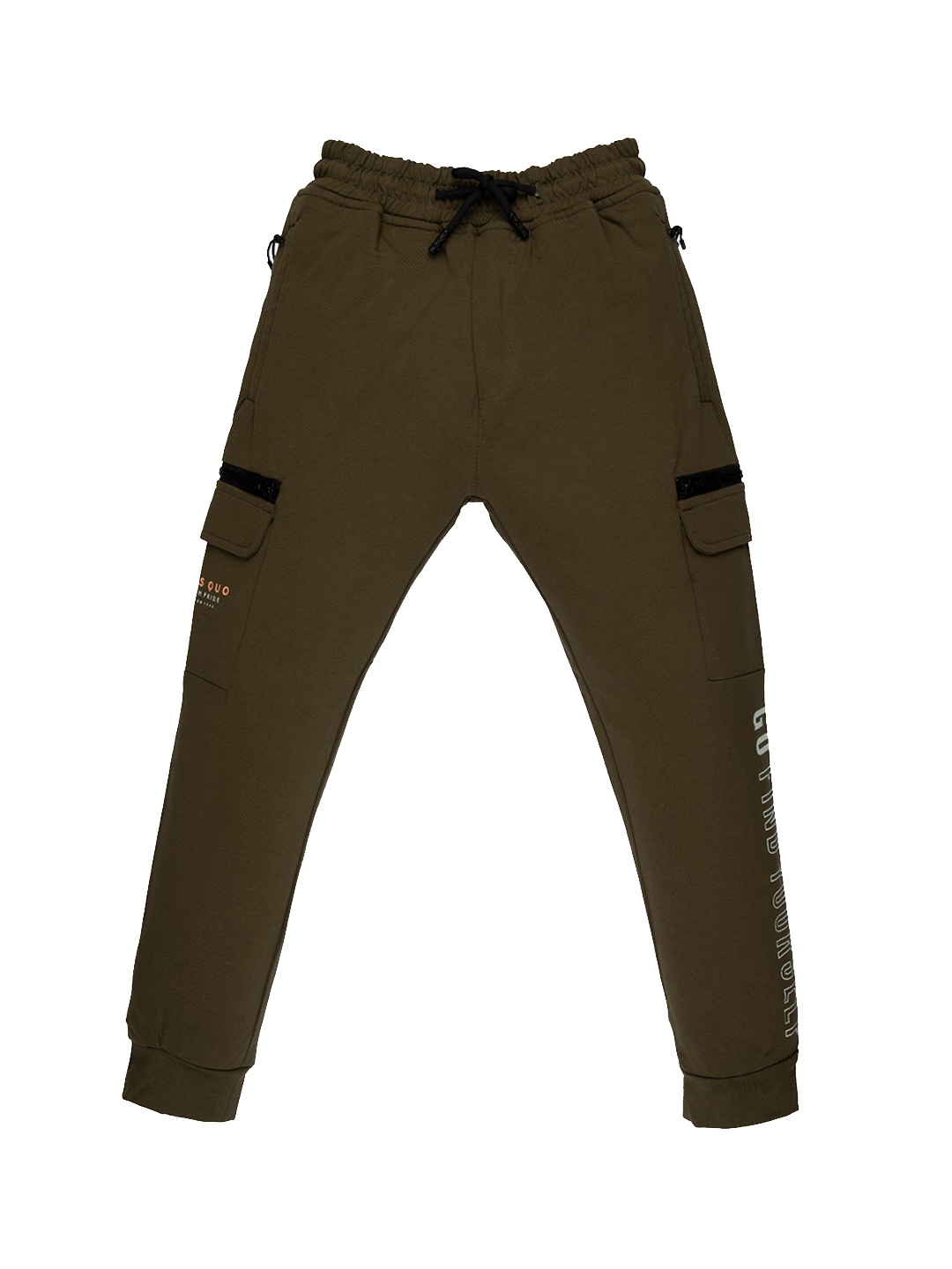 

Status Quo Boys Olive-Green Solid Cotton Joggers