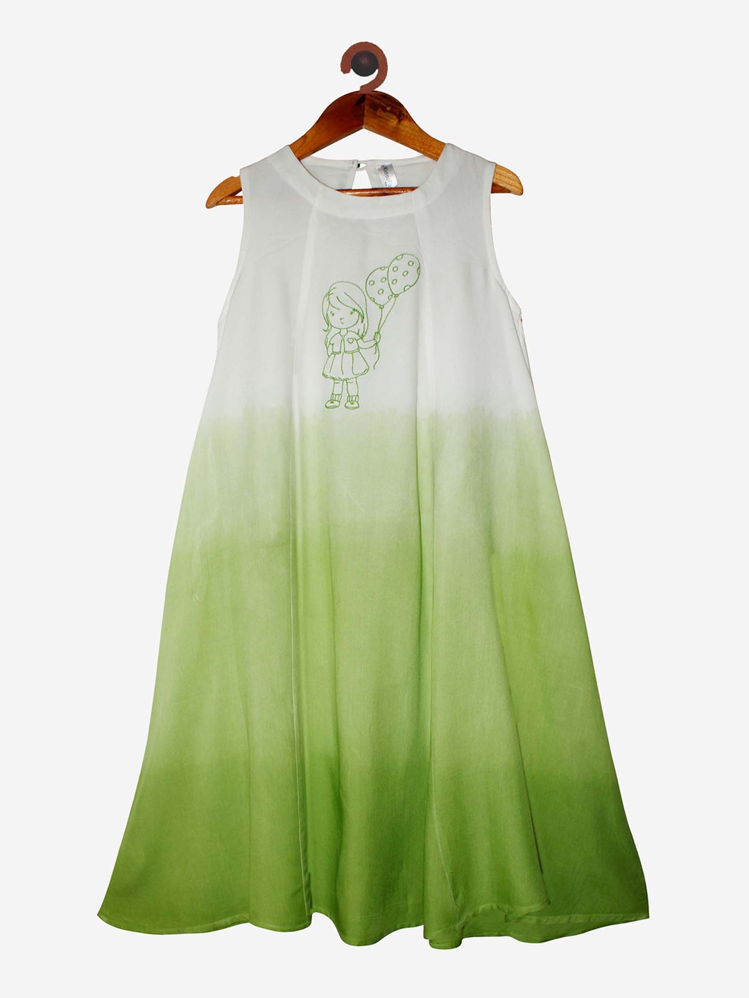 

KiddoPanti Girls Green & White Dyed Anarkali Kurta