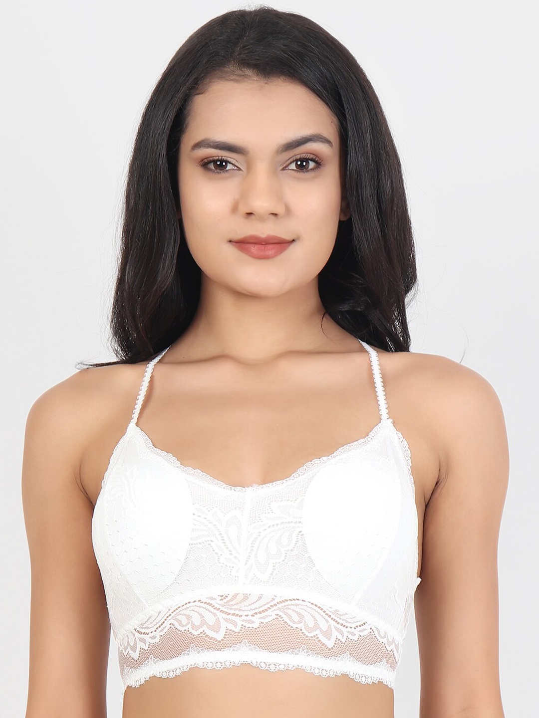 

Lebami White Floral Laced Lightly Padded Non Wired Bralette