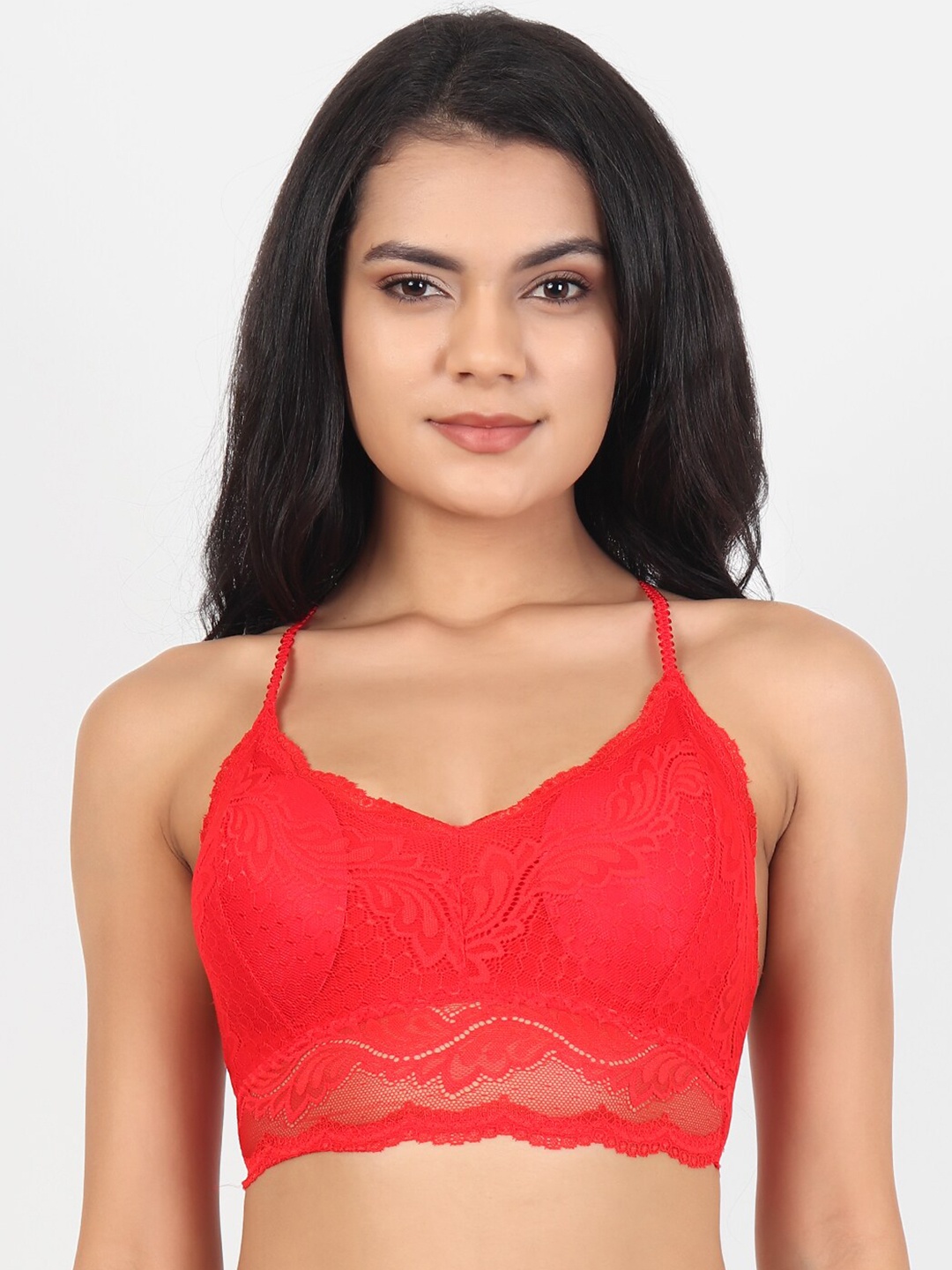 

Lebami Red Floral Bralette Lightly Padded Non Wired Bra