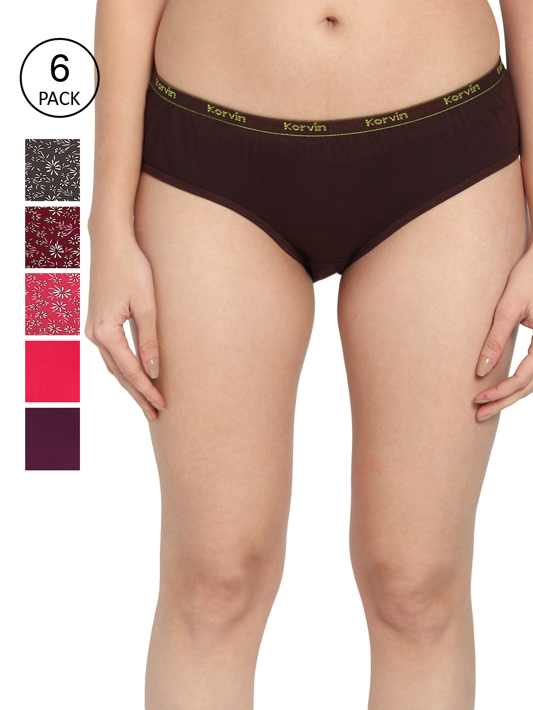 

Fleurt Pack Of 6 Assorted Pure Cotton Hipster Briefs