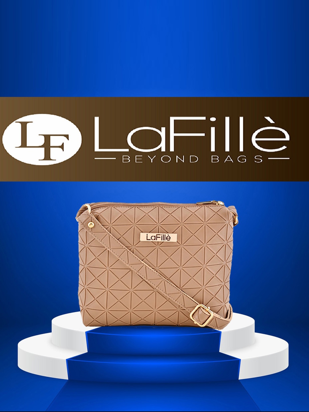 

LaFille Women Beige PU Structured Sling Bag